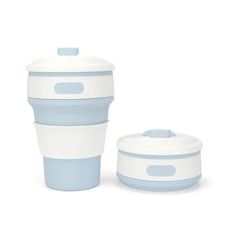 Складная силиконовая чашка портативная телескопическая Питьевая Складная кофейная чашка многофункциональная Складная Силиконовая кружка для путешествий - Цвет: Light Blue