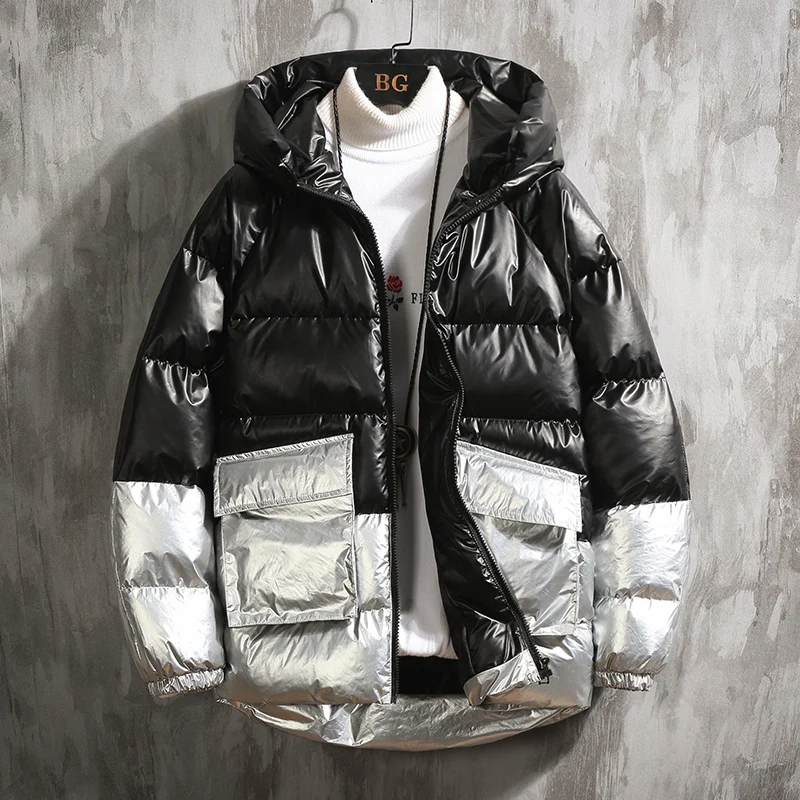 

2020 New Winter Trench Jacket Men Fashion Patchwork Hip Hop Coat Hooded Jacket Thick jacket Men Clothing Warm Coat Streetwear