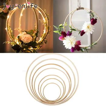 

10-29cm Flowers Catcher Ring Round Bamboo Circle Hoop Garland Baby Shower Wedding decoration Wreath Hanging DIY Craft Hoop Decor