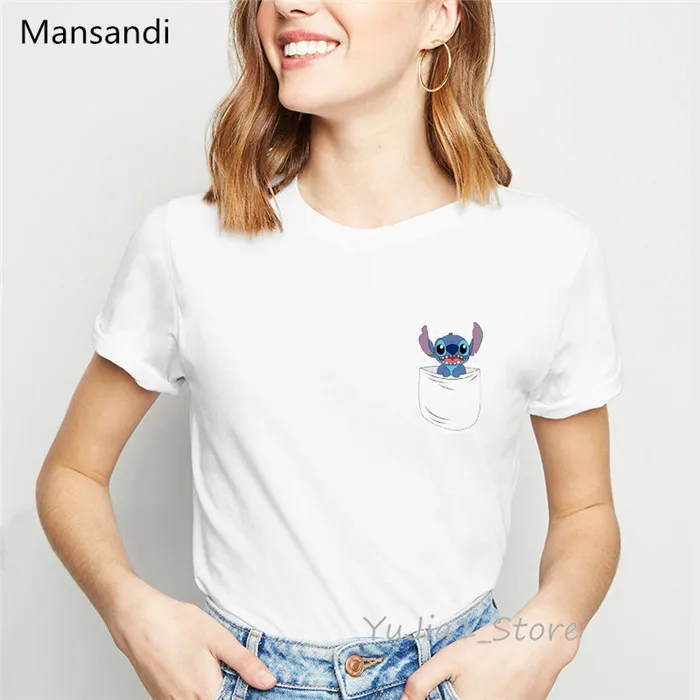 Y80207 LILO STITCH футболка с мультяшным принтом Женская harajuku Kawaii одежда облегающая Повседневная футболка Женская забавная футболка camisetas mujer - Цвет: Y80207