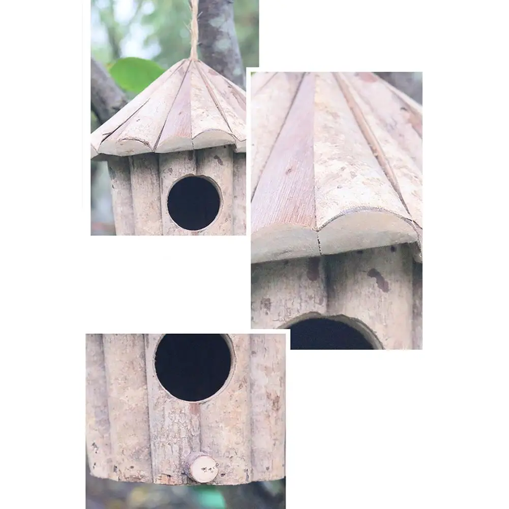 AsyPets Handmade Corrosion Prevention Wooden Bird House for Pet Bird