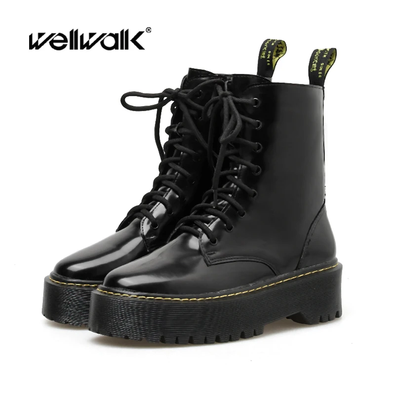 

Platform Martens Ankle Boots Women Winter Shoes Light Sole Fashion Motorcycle Military Booties Female Bootee Woman 2019 Hot Sale