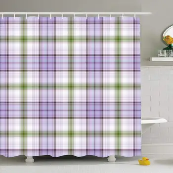 

Shower Curtain Set with Hooks 66x72 Off Cloth Texture Trendy Plaid Pale Pattern Abstract Winter Chic Textures Pastel Checkered
