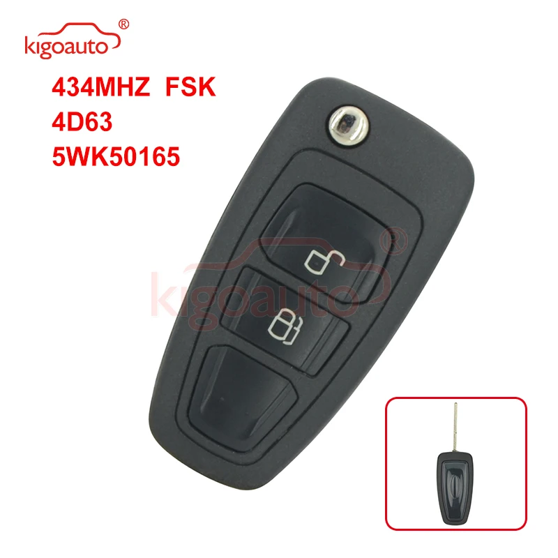 Ключ книжка Kigoauto 5WK50165 с 2 кнопками 434 МГц чип FSK 4D63 для Ford Ranger 2011 2012 2013 2014 2015|Ключ от