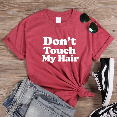 ONSEME Don't Touch My Hair футболки женская уличная Эстетическая футболка с надписью Melanin футболки Femme базовые простые буквы Топы - Цвет: HeatherRed-White