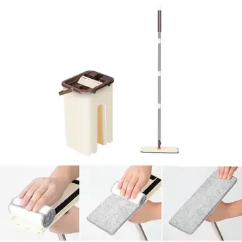 

Flat Squeeze Magic Automatic Mop And Bucket Avoid Hand Washing Microfiber Cleaning Cloth Kitchen Wooden Floor Lazy Fellow Mop