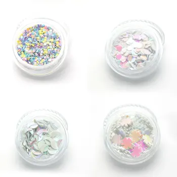 

12 Boxes Iridescent AB Nail Sequins Flakes Star Moon Heart Round Nail Glitter Holographic Pigment Decoration Manicure Stickers