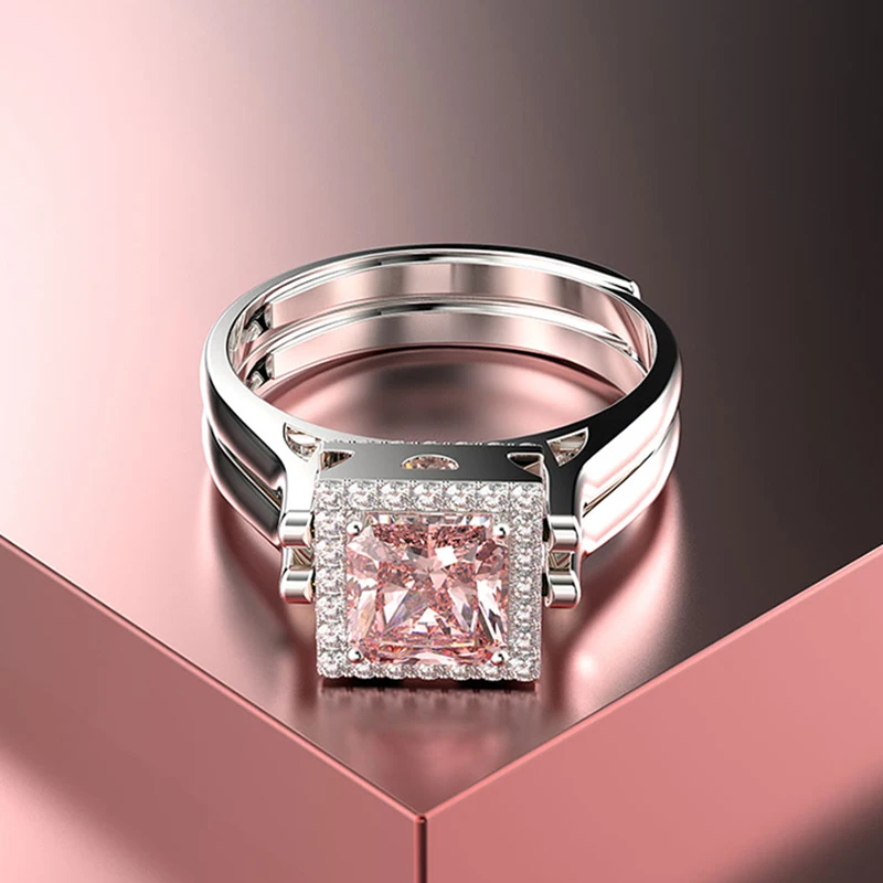 GENUINEGEM, Особенный дизайн, Настоящее 925 пробы, Серебряное ювелирное изделие, розовое, белое, изготовлено из муассанита, драгоценный камень, свадебные кольца для женщин