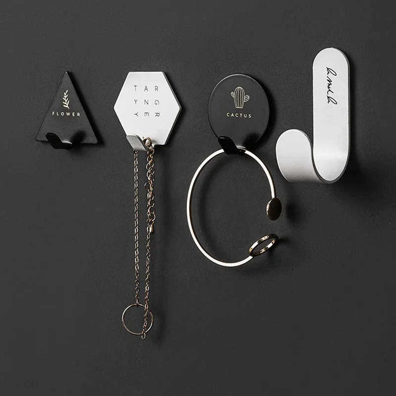 

4 Sets Of Adhesive Clasp Geometric Art Style Home For Storage Z Iron Racks Bathroom Nordic