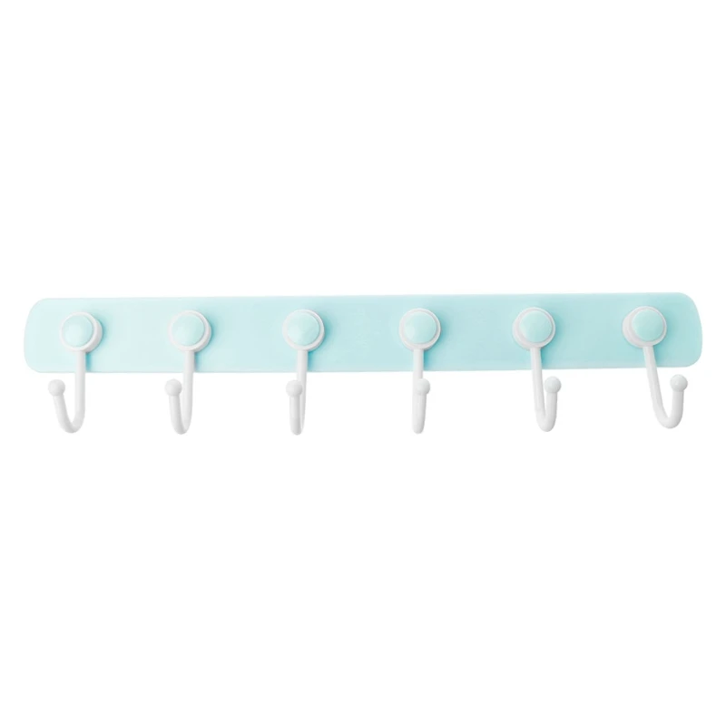 6 пластиковых крючков, липкая вешалка для одежды, вращающиеся на 360 градусов Инструменты для приготовления пищи, подвесная стойка 72XF - Цвет: Синий