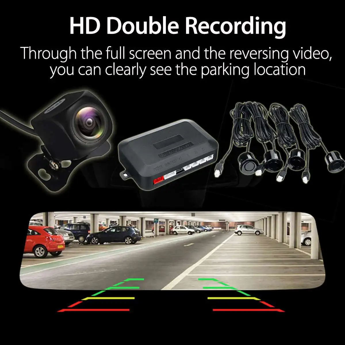 Поток зеркало заднего вида Автомобильный видеорегистратор Камера Двойная камера для автомобиля 4 автомобиля Обратный парковочный радар сенсорный экран приводной рекордер