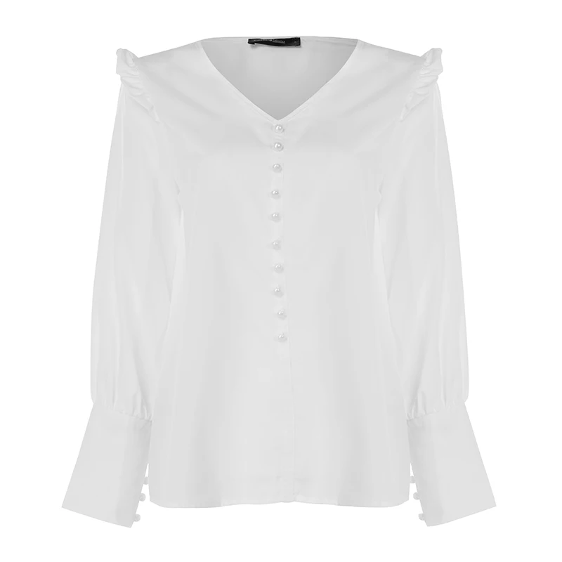 Autumn Women Shirts Blouses Celmia Sexy V Neck Long Sleeve Casual Solid Ruffled Tunic Top Button Plus Size Blusas Femininas