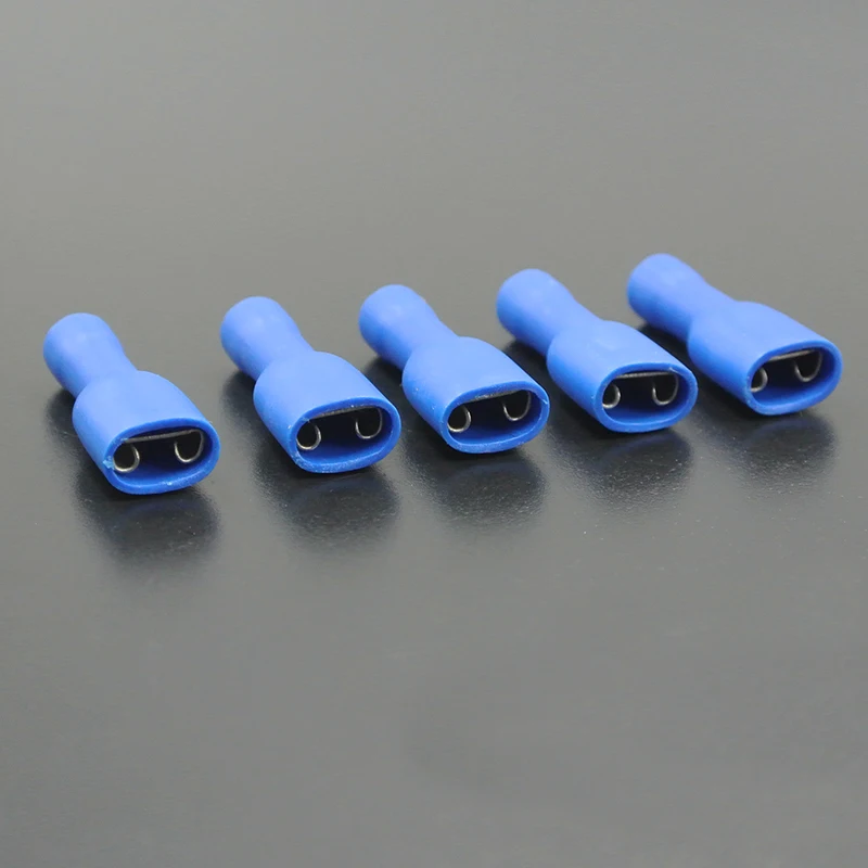 

1000PCs 6.3mm 4.8mm FDFD1.25-250 FDFD2-250 FDFD2-187 Fully Insulated Female Spade Electrical Connector Crimp Terminals