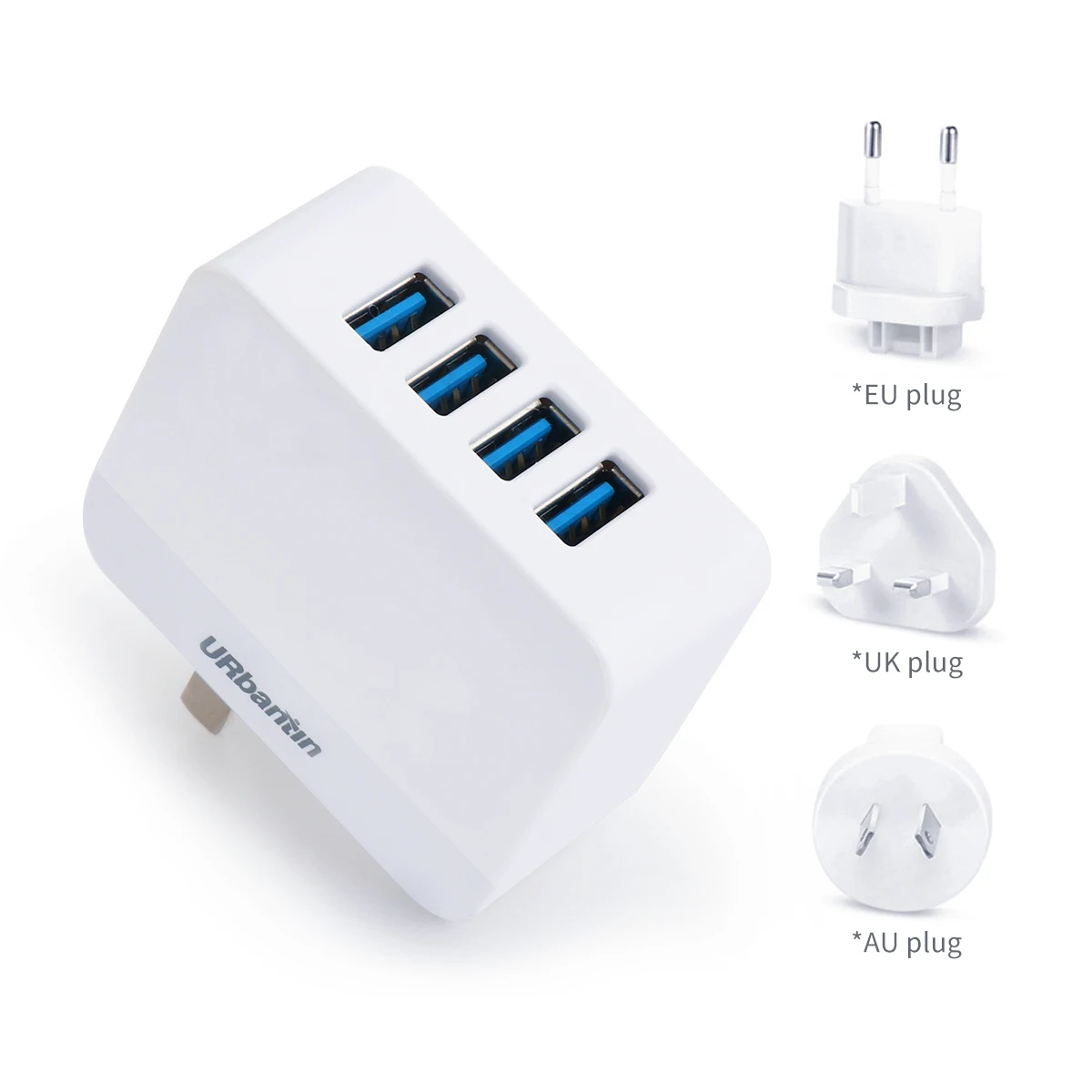 

4 Port USB Travel Adapter All in One USB Charger Plug with UK US EU European AUS Worldwide International Travel Phone Charger