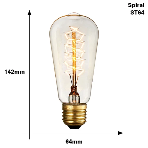 ST64 Spiral 40W Винтажная Подвесная лампа с пеньковой веревкой Цоколь E27 1 м 1,5 м 2 м 2,5 м 3 м 85-265 в Лофт промышленный Ретро подвесной светильник Edison ST64 G95 - Цвет корпуса: ST64 Spiral 40W