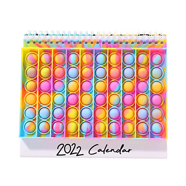 New Caderno Desk Calendar Pop its Notebook Bubble Fingertip Silicone Case Notepad Student Decompression Stationery Toys Gift B-Desk calendar