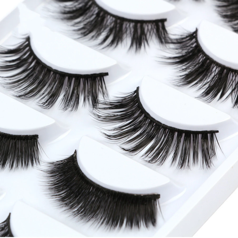 5 Pairs Handmade Real Mink 3D Full volume False Eyelashes Thick Long Lashes Set eyelash extension private label cosmetics (11)