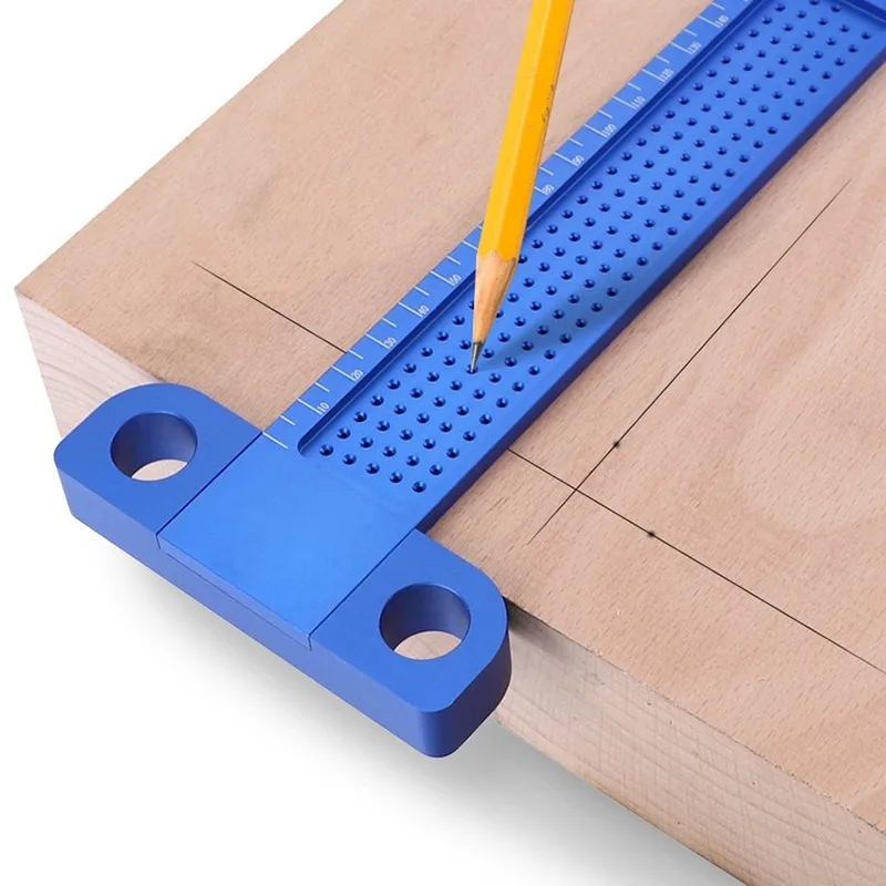 Aluminum Alloy T 160mm Hole Positioning Measuring Ruler Hole Scribing Gauge Crossed Feet woodworking crossed-out Measuring Tool