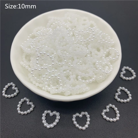 10mm Acrylic Beads Heart Shape Imitation Pearls Flatback For Art Scrapbooking Decoration Beads For Jewelry Making