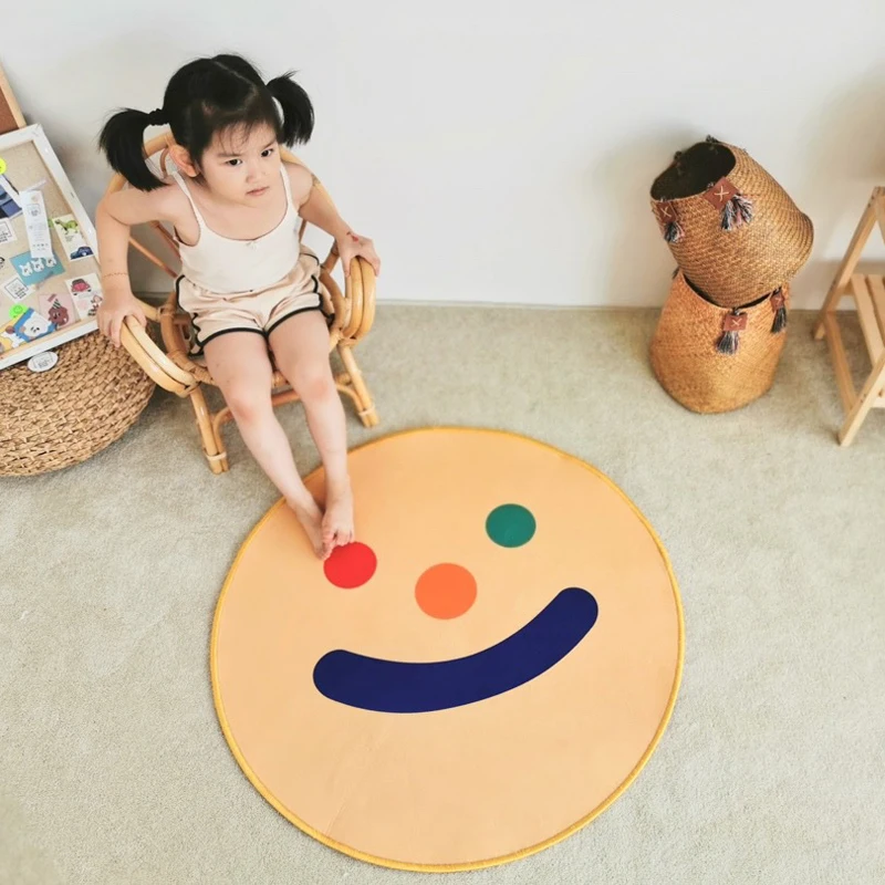 

Smile Baby Play Mat Emoji Kids Playmat Toy Kids Carpet Speelmat Tapete Bebe Round Anti Slip Baby Gym Rug Floor Mat Room Decor