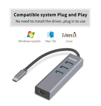 

DataRoad USB HUB 3.0 Adapter Type-C HUB and Net Card Splitter High Speed OTG Adaptador For Notebook PC Computer Accessories