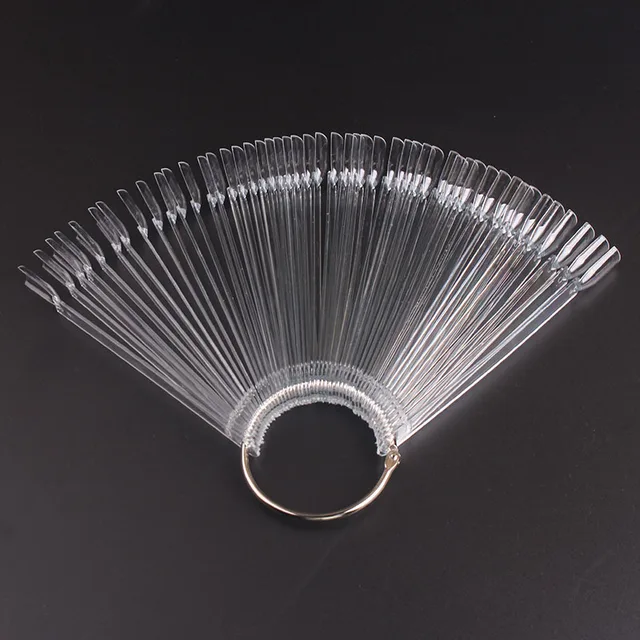 50/40pcs Nail Art Display False Tips Clear Nature Black 12.5*1CM Fan Nail Polish Swatch Sector Display Nail Salon Show Tool TD03 50pcs Clear