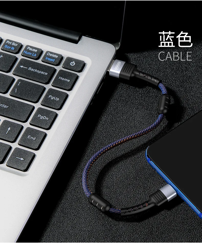 Bozhu 3A Быстрый кабель для передачи данных USB для iPhone type C Быстрый миниатюрный usb-порт зарядный кабель для Galaxy N9 Usb кабель для Iphone 7 15 см - Цвет: Синий