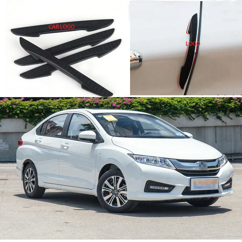 Для Honda City Автомобильная Боковая дверь Край Защита бампера отделка протектор ПВХ наклейки 4 шт