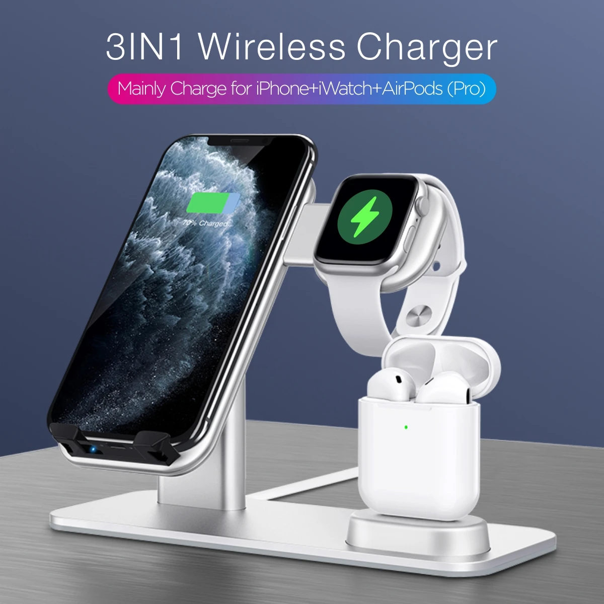 

Wireless Charging Mobile Phone Holder Three In One Mobile Phone Headset Watch Wireless Charger Fast Charging Convenient