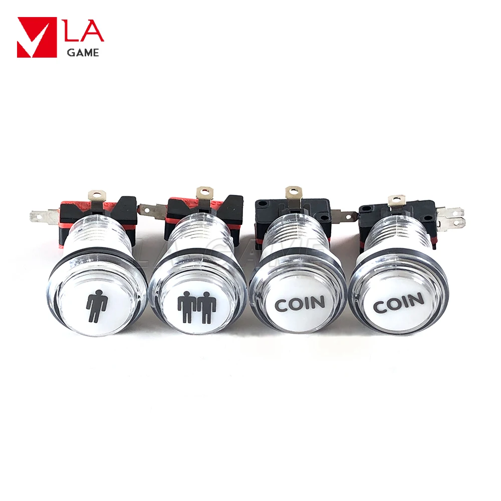 

6 pcs 28mm arcade button 1p 2p coin rasberry pi diy arcade kit for pandora box arcade jamma arcade led arcade buttons diy kit