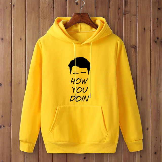 Yellow-B Модная Толстовка How You Doin, одежда, толстовка с капюшоном для мужчин, Осень-зима, с капюшоном в стиле хип-хоп - Цвет: Yellow-B