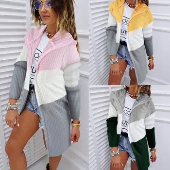 

Women Autumn Fall Coat Casual Pink Srtiped Long Jackets Open Stitch Long Jacket Ladies Candigans 2019