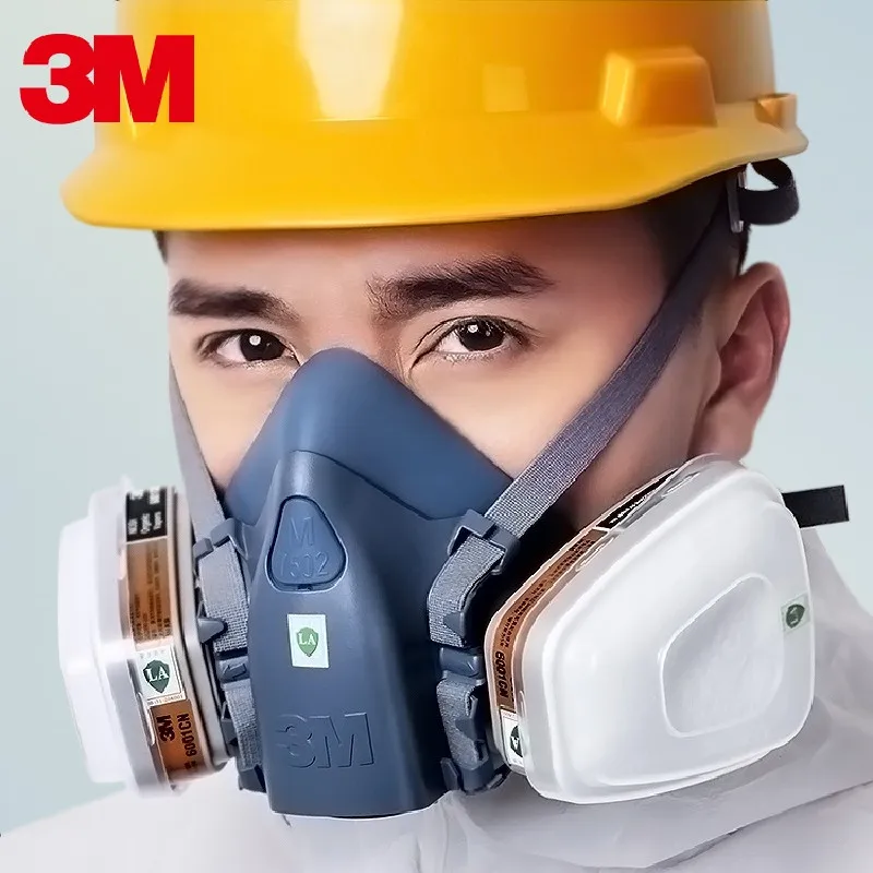 Маска газовая полумаска 3M 7 в 1 7502/6502 с фильтрующим картриджем 2 шт. 6001 для защиты