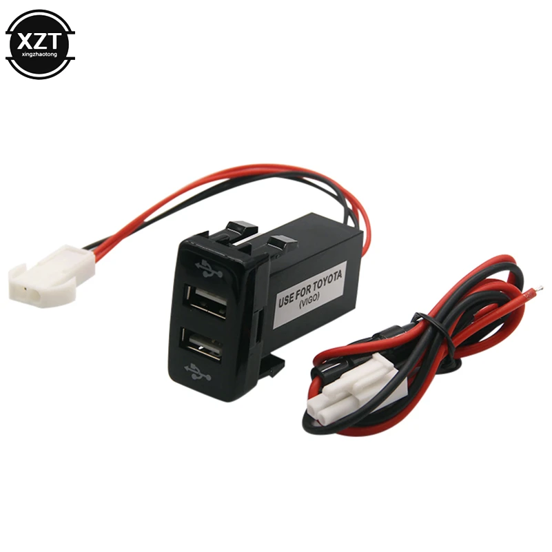 Car Dual USB Socket Dashboard Cell Phone Charger Audio Port Fit For TOYOTA VIGO