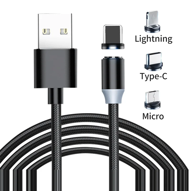 Кабель Micro USB (штекер)/USB-C магнитный (штекер) поддержка быстрой зарядки круглый 8-ми
