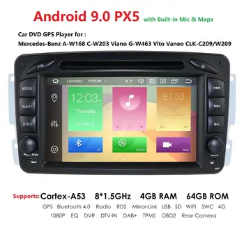 

DSP IPS 7"Android 9.0 Car DVD Player For Mercedes Benz CLK W209 W203 W463 W208 Wifi 4G GPS Bluetooth Radio Stereo audio media PC