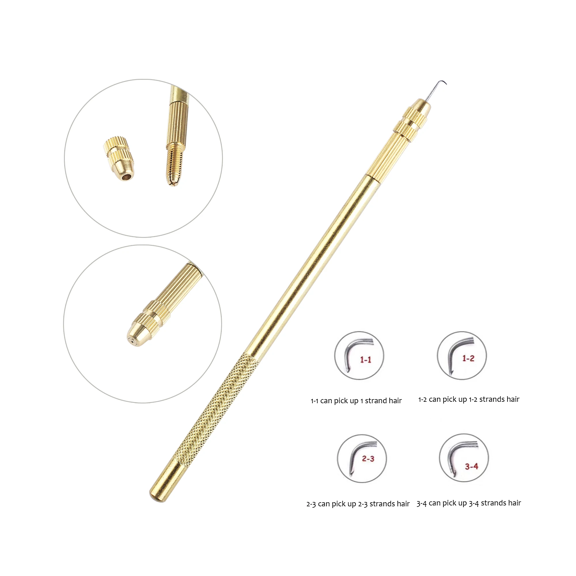1 Set Hair Needle Holder And 4 pcs(1-1,1-2,2-3,3-4) Ventilating Needles For Wig Making Knoting Hair Needles