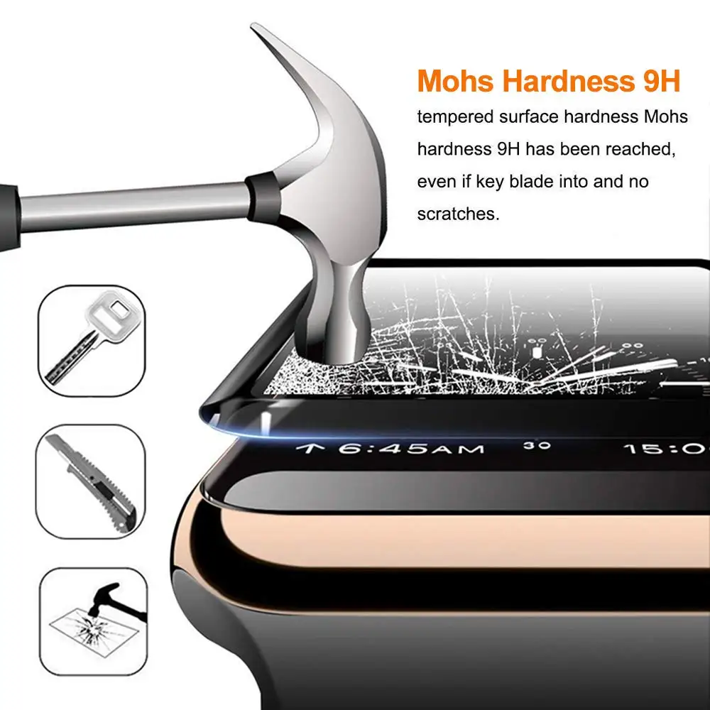 3D HD чехол из закаленного стекла для Apple Watch 3 2 1 38 мм 42 Защитная пленка iWatch 5 4 44 40