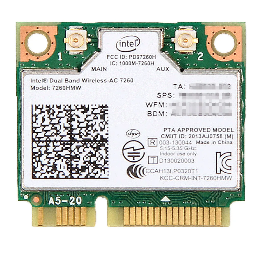 Двухдиапазонный 1200 Мбит/с 802.11ac Intel 7260HMW 7260AC 2,4G/5 ГГц Wlan Wi-Fi Bluetooth 4,0 Mini PCIe WiFi Беспроводная сеть PCIe карта