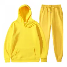 

1 Set Casual Hoodie Pants Set Solid Color Breathable Hooded Men Women Drawstring Large Pocket Sweatshirt Sweatpants for Sports