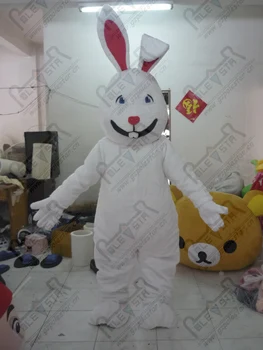

quality white bunny mascot costumes cartoon smile rabbit mascot design