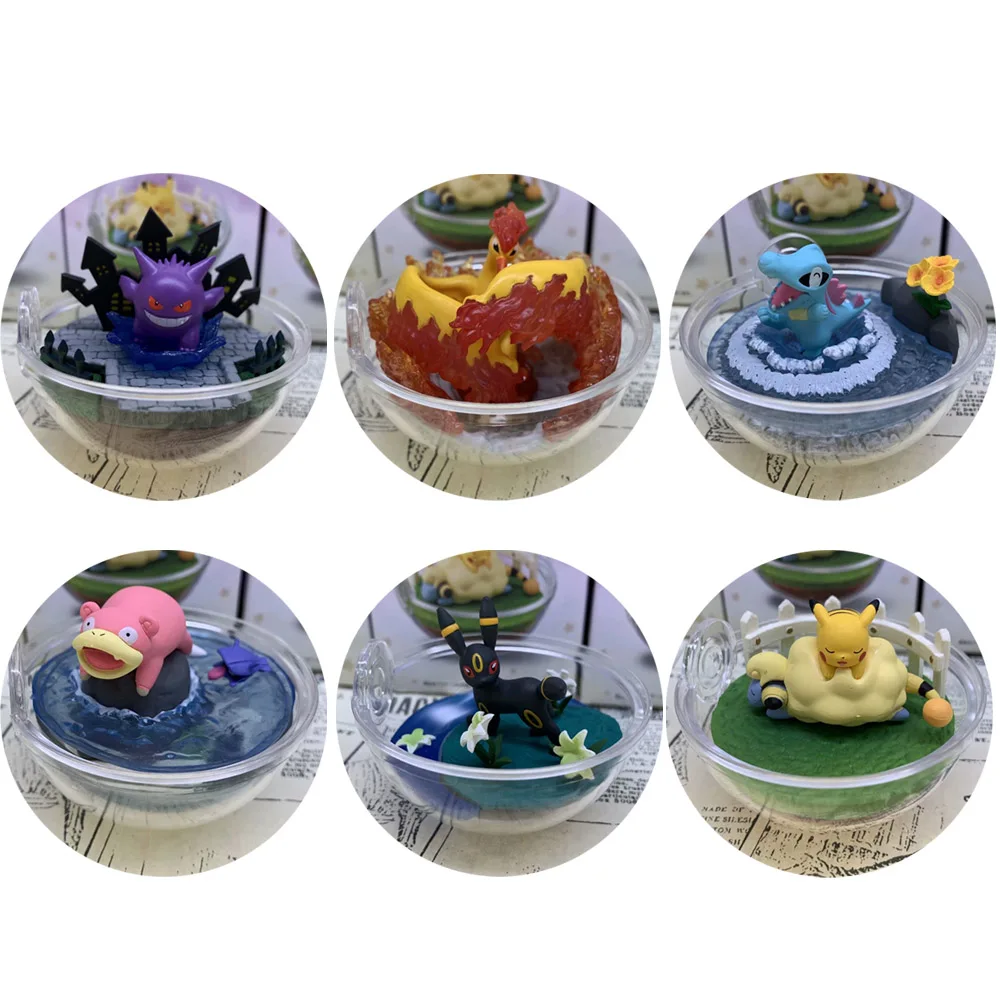 Takara Tomy Pokemon 6 шт./компл. Eevee blazeken медленный Poke Gengar Pikachu кукольные яйца украшение для