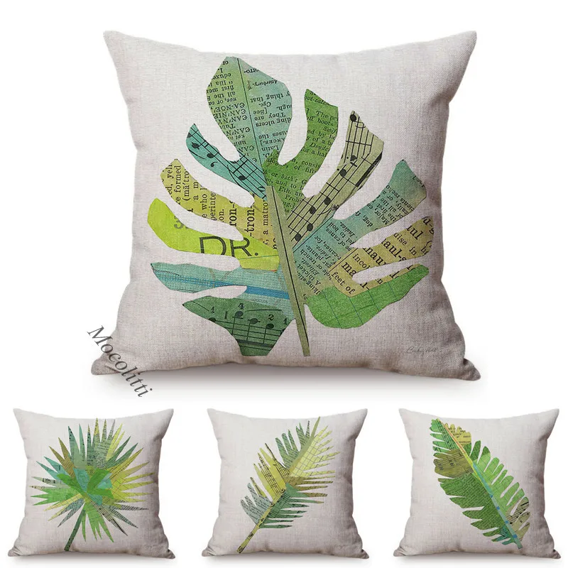 

Tropical Plants Cushions Cover Poster Design Palms Leaf Pineapple Printing Home Decoration Sofa Pillow Cases Room Decor Cojines