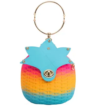 

New 2020 Personalized Pineapple Shoulder Bag Rainbow Jelly Women Purses and Handbags PVC Waterproof Travel Cross body Bag