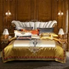1400TC Silk Cotton Bedding Set King Queen Size Palace Embroidery Duvet Cover Flatsheet Thick Bedspread 4/6/10pcs 1