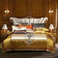 1400TC Silk Cotton Bedding Set King Queen Size Palace Embroidery Duvet Cover Flatsheet Thick Bedspread 4/6/10pcs 1