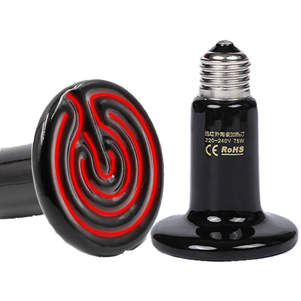 Lámpara de calefacción de cerámica infrarroja para reptiles y animales, bombilla de luz del emisor de calor de 220V, 25W, 50W, 75W y 100W