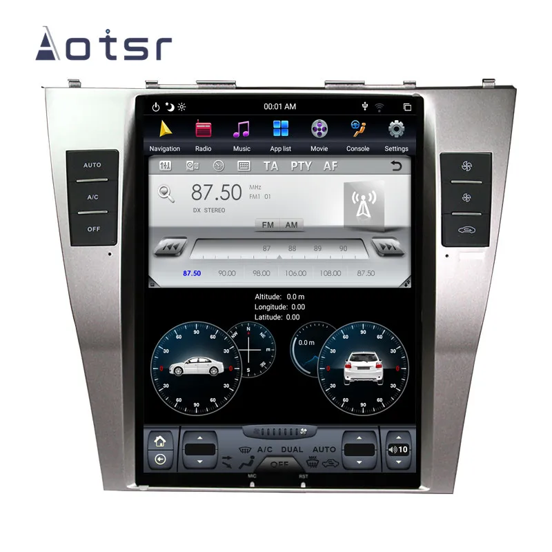 Perfect Tesla style Android 9.0 car GPS navigation for Toyota Camry 2007-2012 Auto Radio Stereo Head Unit Tape Recorder Vertical Screen 4