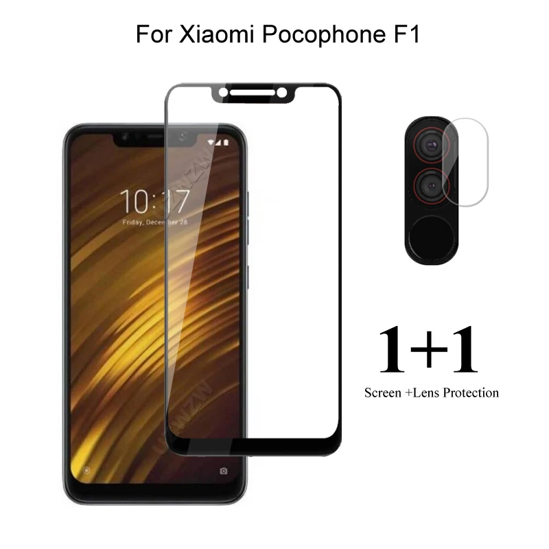 For Xiaomi Pocophone F1 Front Screen Protector Protective Tempered Glass & Camera Lens Film For Xiaomi Pocophone F1