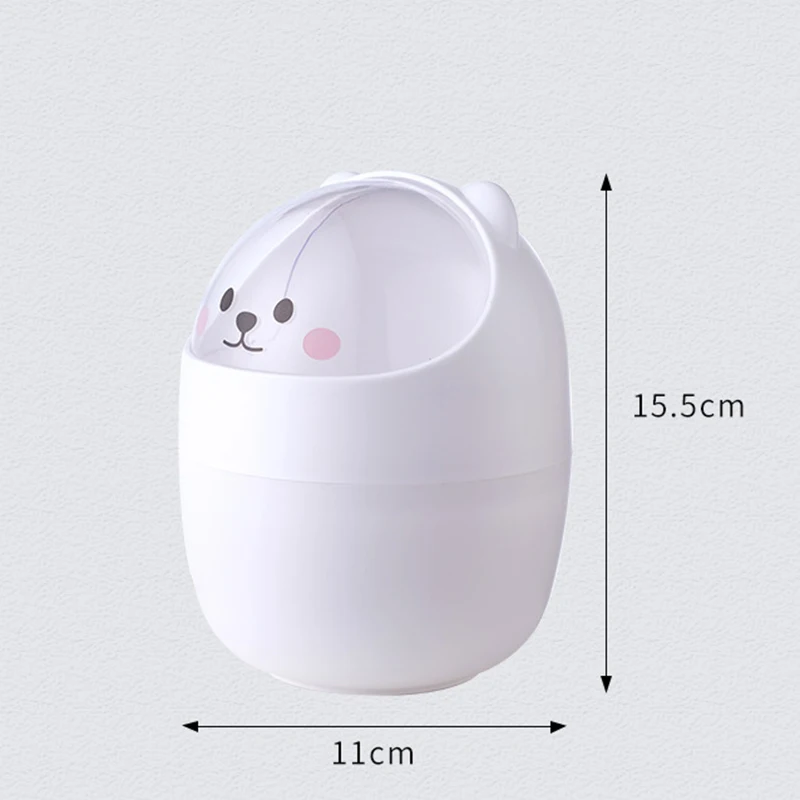 Rocking Lid Design Multifunctional Storage Bin Cute Desktop Cartoon Mini Trash Can Creative Decoration Home Daily Necessities